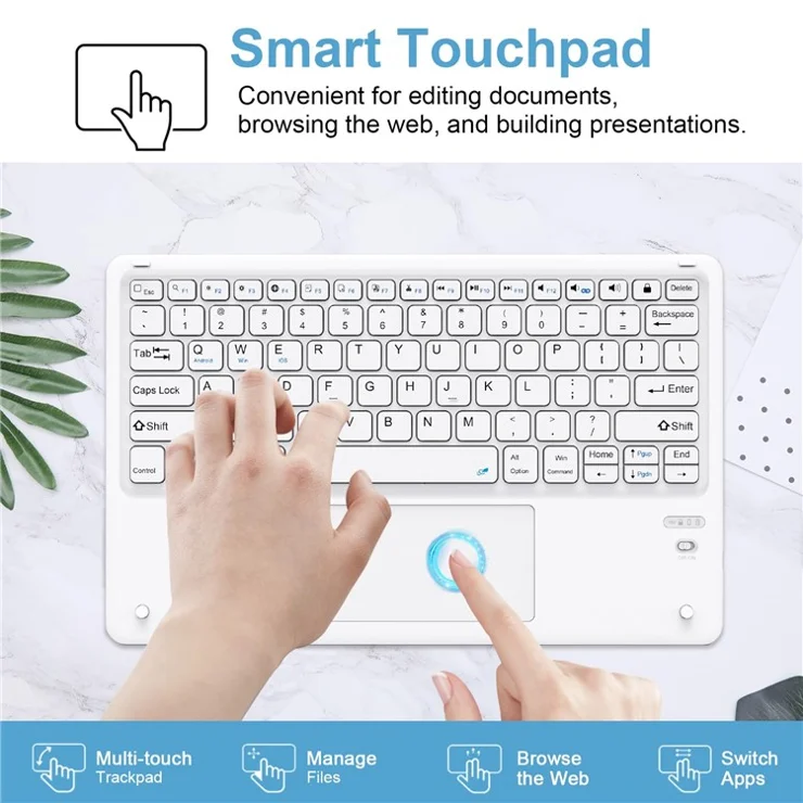 SK-1296 For iPad Pro 12.9-inch (2018) / (2020) / (2021) / (2022) Touchpad Bluetooth-compatible Keyboard with Protective Tablet Case - Blue