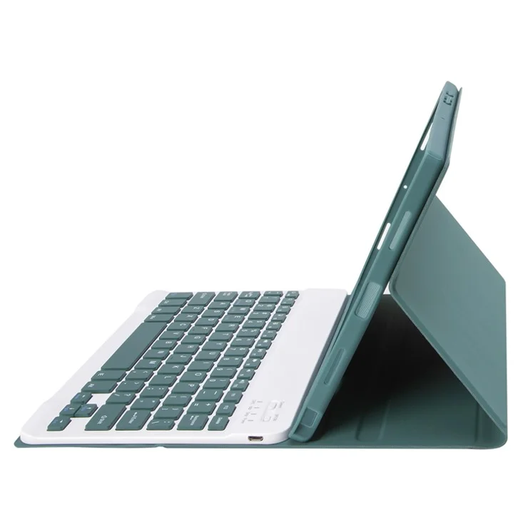 A07B For iPad 9.7-inch (2017) / (2018) / iPad Pro 9.7 inch (2016) / Air 2 / Air (2013) Bluetooth-compatible Keyboard Case with Pen Slot - Dark Green