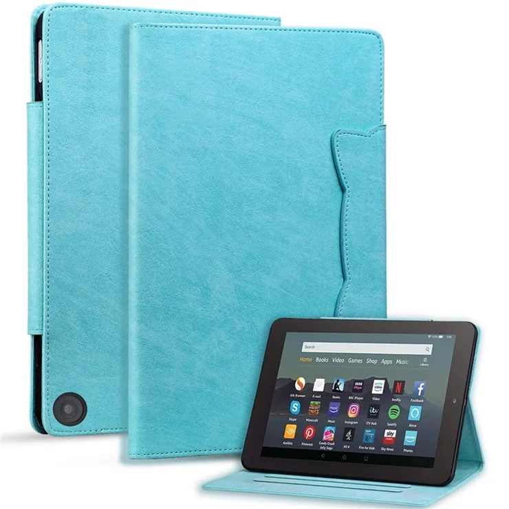 For Amazon Fire HD 10 (2021) / HD 10 Plus (2021) / HD 10 (2023) Tablet Case PU Leather Flip Cover - Sky Blue
