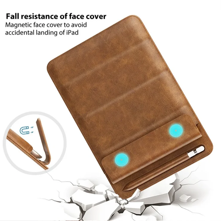A08 For iPad 9.7 / 10.2 / 10.5 / 11-inch Portable PU Leather Sleeve Tablet Stand Drop-proof Bag with Pen Slot - Pink