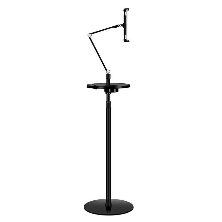 Supporto Da Pavimento Per Tablet E Cellulari, Regolabile 27.5-53 Pollici, Girevole 360°, Base In Metallo - Foto 12