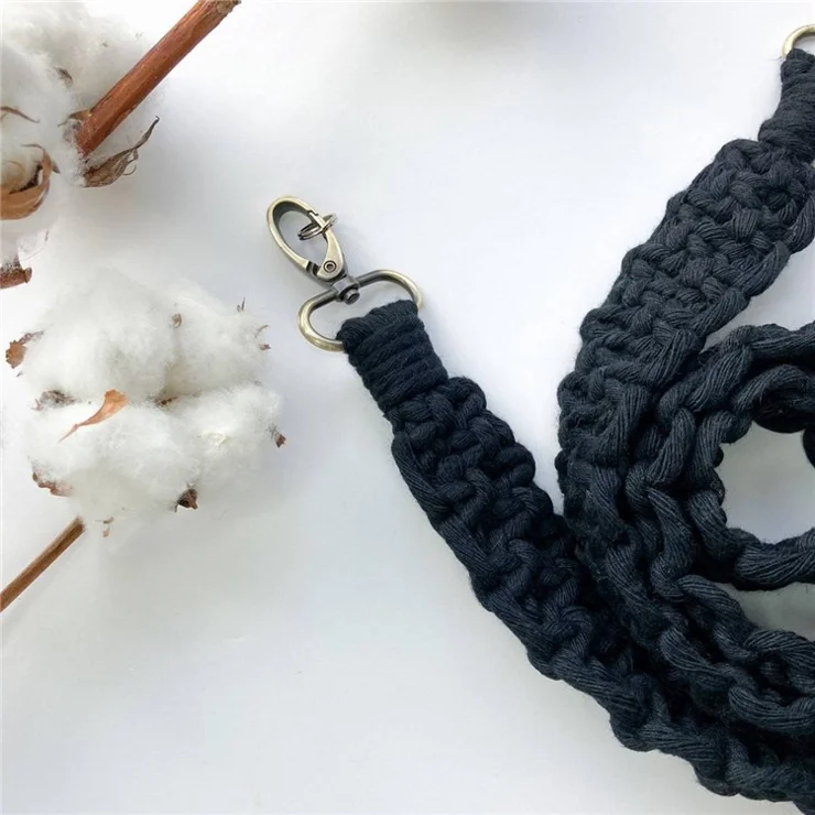 120cm Handwoven Camera Strap Bohemian Style Bag Shoulder Strap Crossbody Lanyard - Black