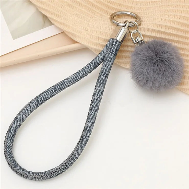 Plush Phone Charm Keychain Pendant Cell Phone Case Strap - Navy Blue