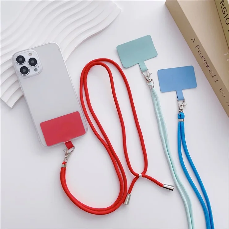 Phone Lanyard for iPhone 16 / 16 Plus / 16 Pro / 16 Pro Max Detachable Polyester Fiber Braided Phone Strap with Tether Tab - Rose