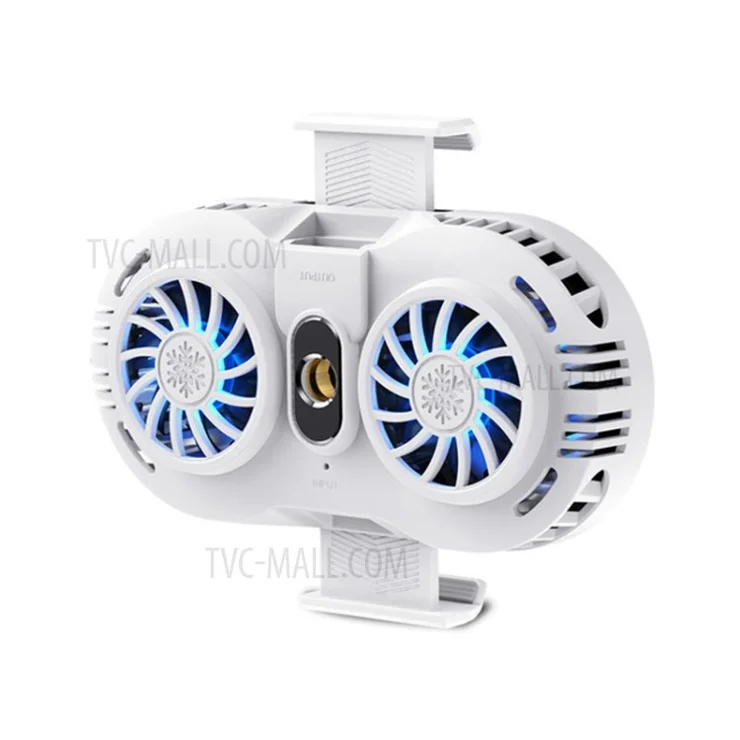 AH-102 Mobile Phone Cooler 2 Fan Holder Cooling Pad Gamepad Game Gaming Shooter Mute Radiator - White