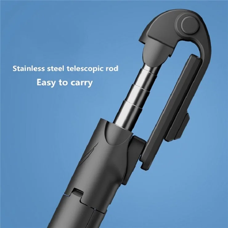 XT02S 70cm Extendable Selfie Stick Tripod Stand with Bluetooth-compatible Remote Control LED Light for Youtube Makeup Photography Livestream - Black