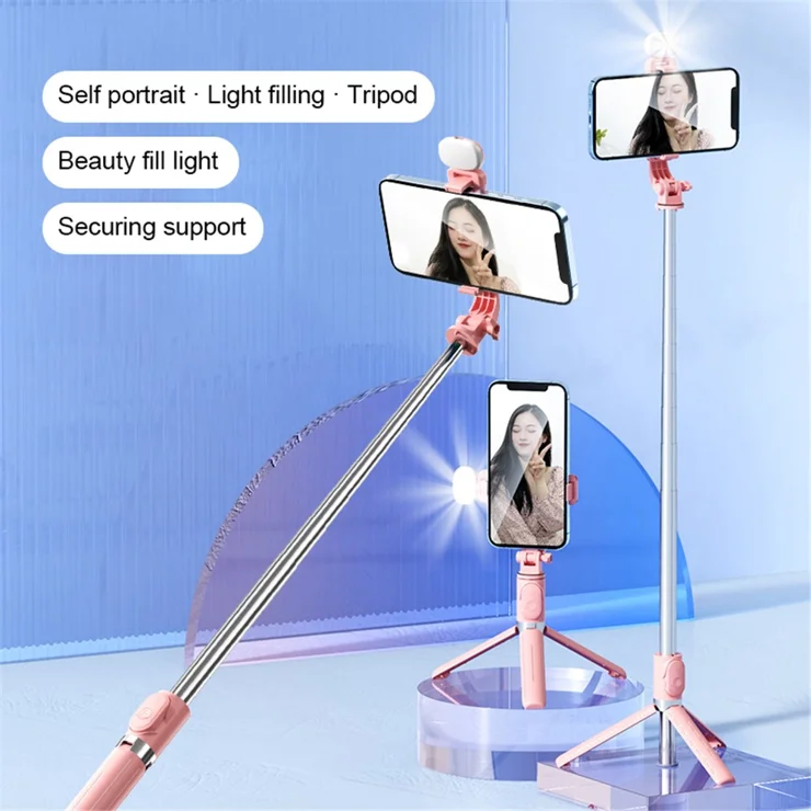 Detachable Selfie Stick With LED Fill Light - 3 Color Modes Clip-on Light For Video Calls & Photography