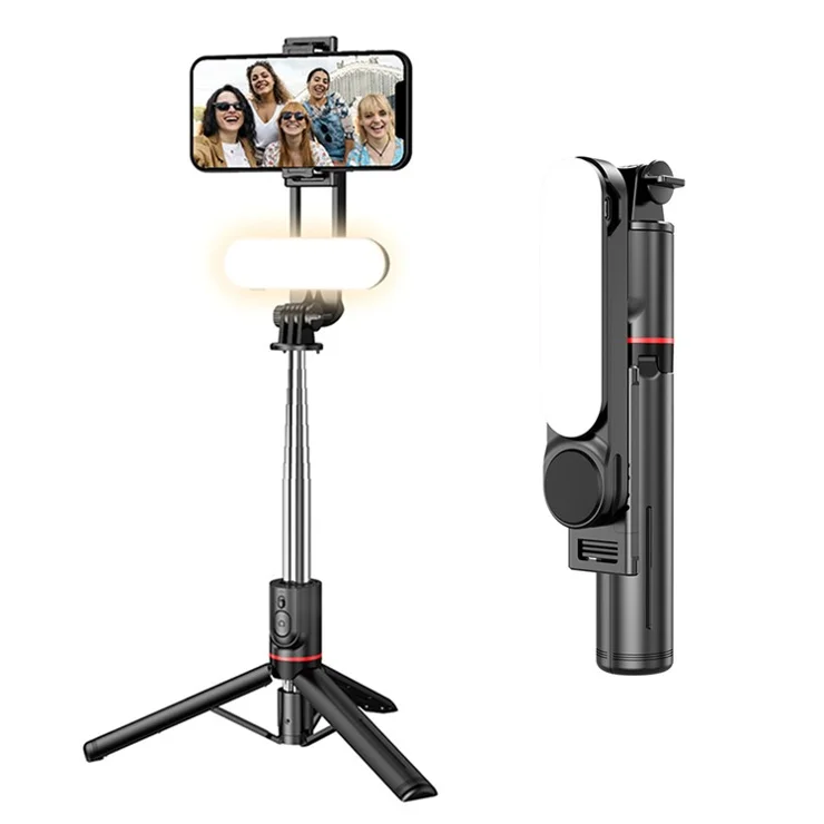 L15 Portable Fill Light Selfie Stick Wireless Bluetooth-compatible Remote Control Tripod Stand for 8-Pin Android Cell Phones