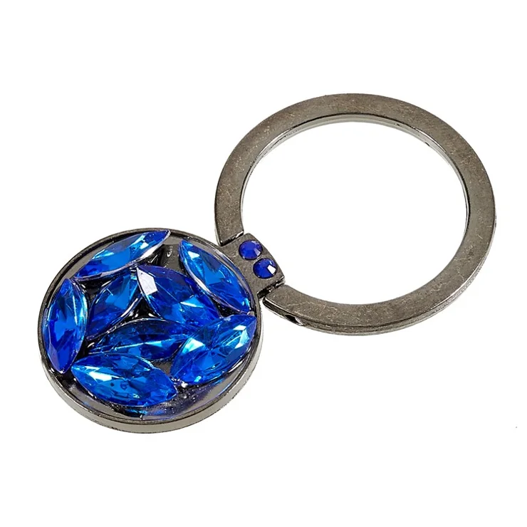 Cell Phone Ring Holder Rhinestone Phone Kickstand Grip Rotation Universal Multi Angle Metal Phone Back Grip - Blue