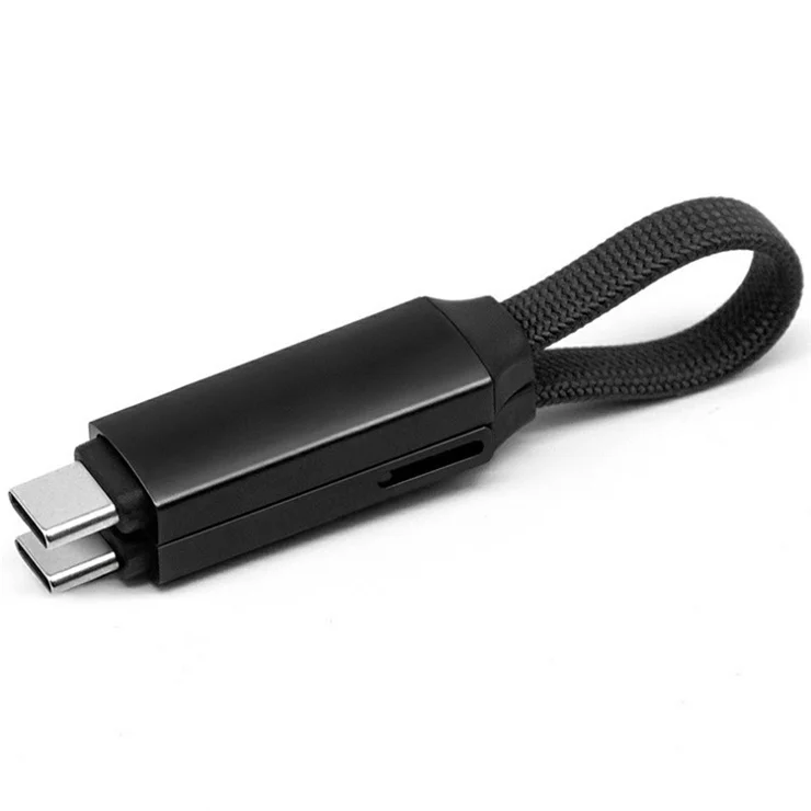 Bulk Purchasing ZQ-265 16cm 100W 5A Magnetic Data Cable OTG to Type-C + iP Charging Cord - Black