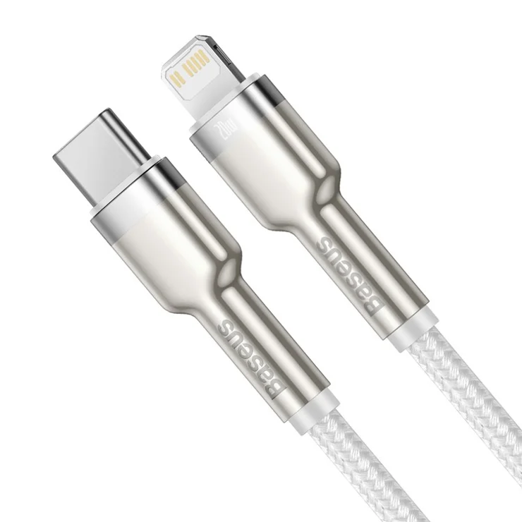 BASEUS Cafule Series Metal Data Cable Type-C to iP PD 20W Charging Cord 2m - White