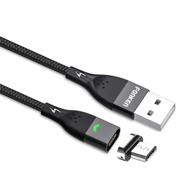 FONKEN [Micro USB, 1m] FKCXX-05 3A Fast Charging Magnetic Cable Phone Charger Data Cord - Black