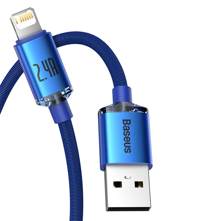 BASEUS Crystal Shine Series 2.4A Fast Charging USB to iP Data Cable 1.2m - Blue