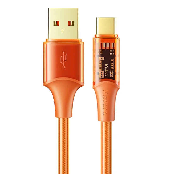 MCDODO CA-209 1.2m Amber Series for iPhone 15 Series Transparent USB to Type-C Data Cord 6A Max Charging Cable - Orange