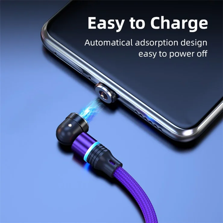 ENKAY HAT PRINCE 1m Magnetic Charger Cable 2.4A USB to iP / Type-C / Micro USB Nylon-Braided Cord with LED Light - Red