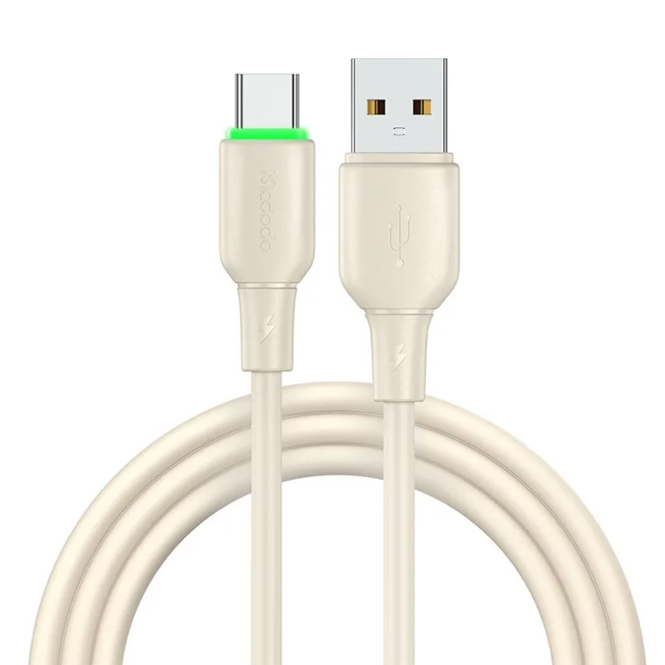 MCDODO Alpha Series CA-475 1.2m USB-A to Type-C Charging Cable 6A Silicone Data Transfer Cord - Beige