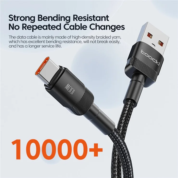 TOOCKI TQ-X12A2 2m USB to Type-C 100W Charge Cord 480Mbps Data Transfer Cable - Green