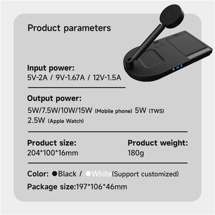 F5 15W 4-in-1 Wireless Charging Station Phone Watch Earphones Foldable Wireless Charger - Black / For Apple Devices