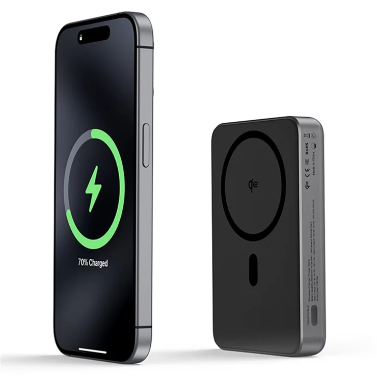 Bulk Purchasing YF-P17 Qi2 Certified 10000mAh Magnetic Power Bank 15W Fast Charging Wireless Battery Pack with Kickstand - Black