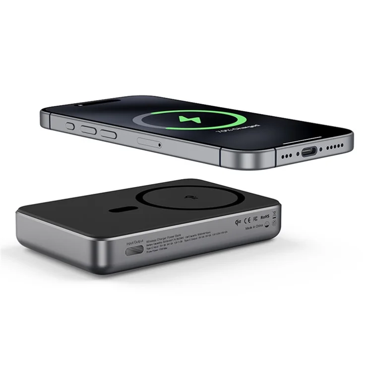 Bulk Purchasing YF-P17 Qi2 Certified 10000mAh Magnetic Power Bank 15W Fast Charging Wireless Battery Pack with Kickstand - Black