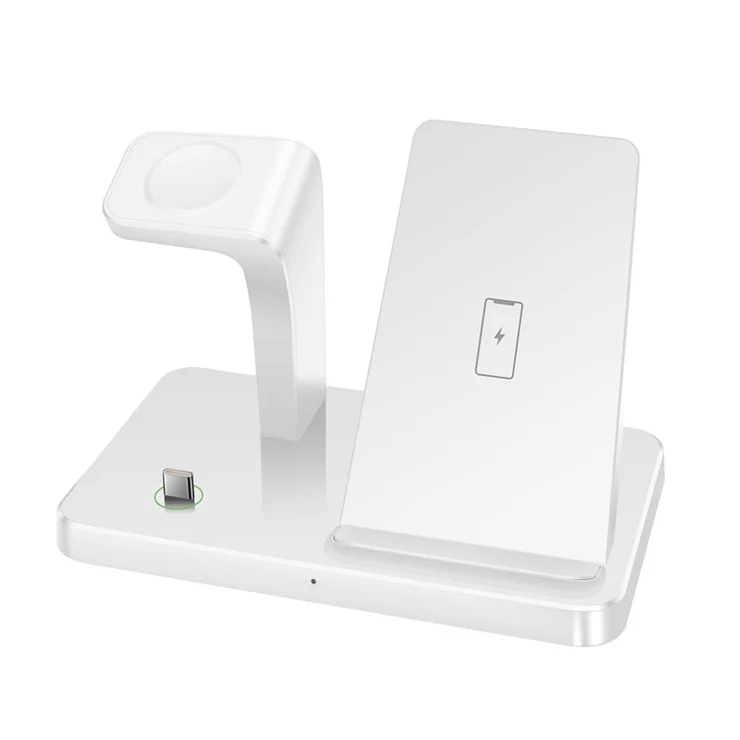 B732 3-in-1 Wireless Charger Phone Earphone Watch Charging Stand - White / for Samsung