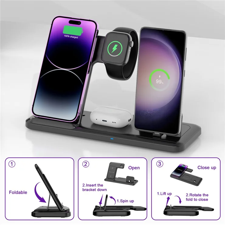 Q50D In Foldable Wireless Charger Dock 15W Fast Charging