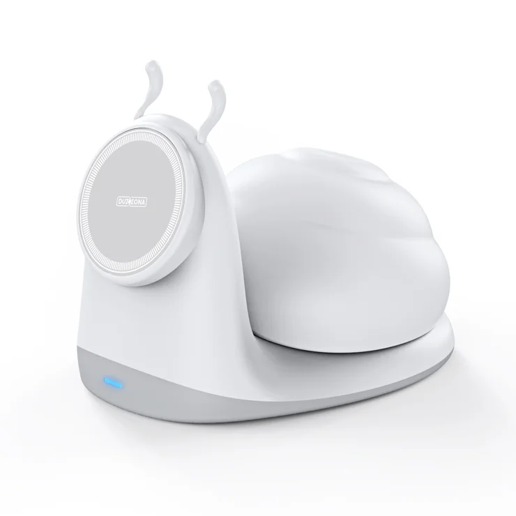 For Universal DUZZONA W26 15W Snail-shaped Magnetic Wireless Charger Phone Charging Dock with Night Lamp - White