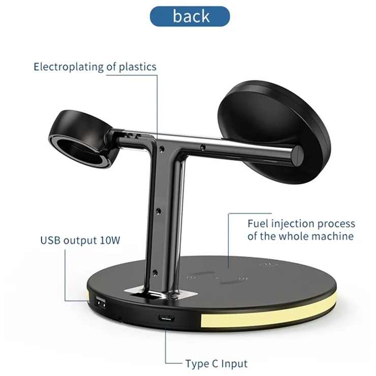 JJT-980 Desktop Charging Stand 3 in 1 Detachable Magnetic Wireless Charger for iPhone / Apple Watch / Earphones - White