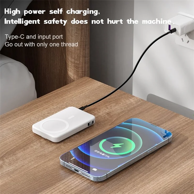 JJT-A27-1 10000mAh Power Bank Type-C + USB-A Dual Output 15W Magnetic Wireless Charging Battery Pack (iSmartWare Solution) - Light Green