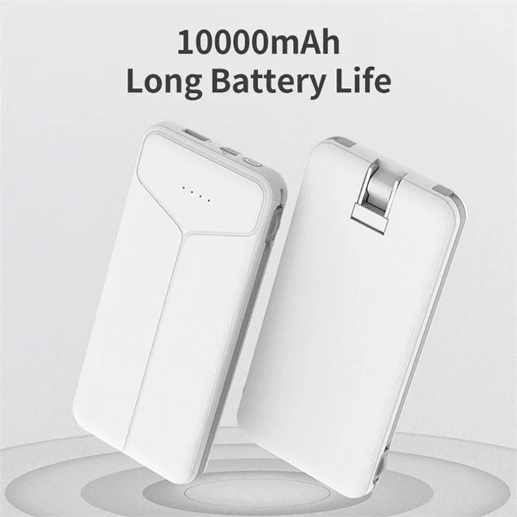 k82 10000mAh Power Bank Built-In Cables Phone Portable Charger with 2A Wall Plug Adapter - Digital Display
