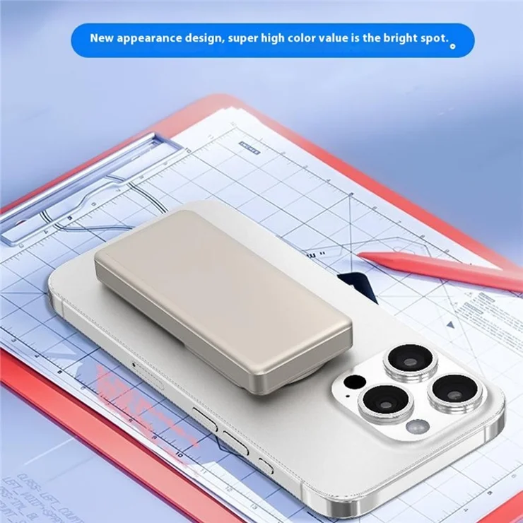 L3A 5000mAh Ultra-Thin 15W Magnetic Wireless Charger Aluminum Alloy Power Bank - Tarnish