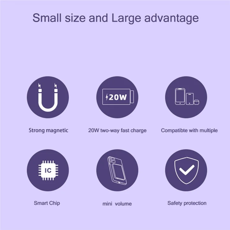 kt-2 Portable 15W Magnetic Wireless Charging 5000mAh Power Bank - Black