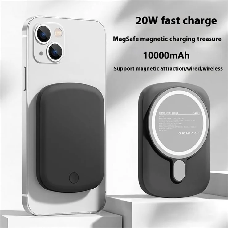 T3B Portable 15W Magnetic Wireless Charger 10000mAh Phone Power Bank - Black