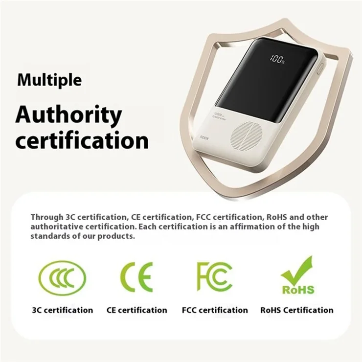 ROCK P95 10000mAh Power Bank Built-In Dual Cable PD 22.5W Fast Charging Portable Phone Charger