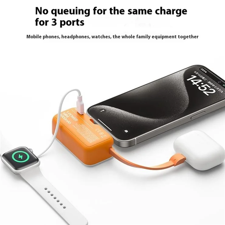 MOMAX 1-Power Mini Pop Art Portable Charger With Built-in Cable For USB C 5000mAh 20W Fast Charging 3 Port Power Bank - Blue