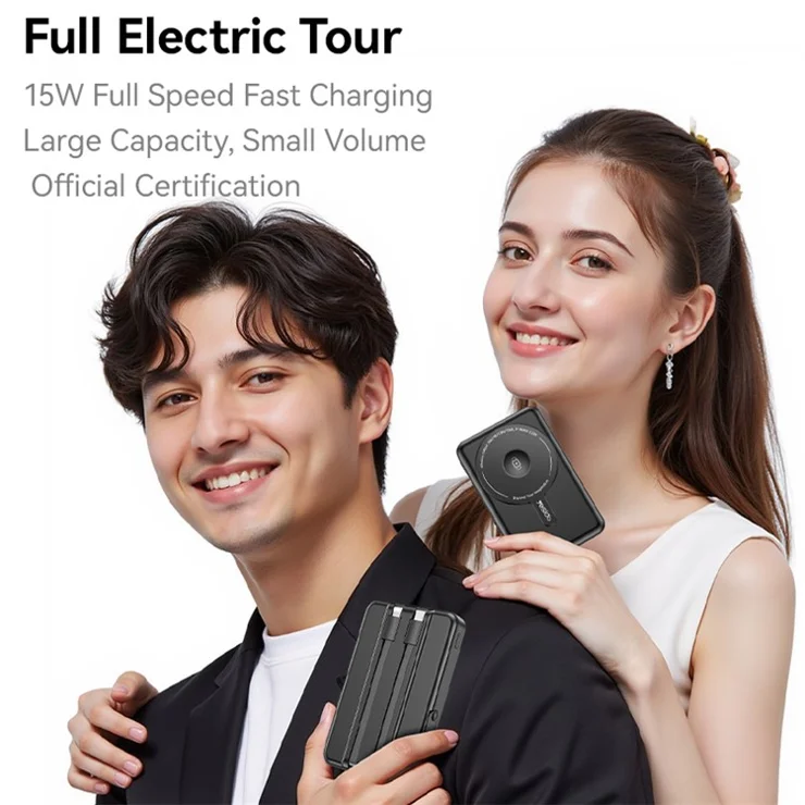 YESIDO YP72 10000mAh Portable Power Bank with Kickstand and Type C + iP Charging Cables