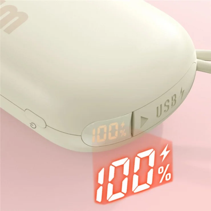 Q1 USB Rechargeable Night Light Winter Hand Warmer 10000mAh Power Bank Portable Charger - White