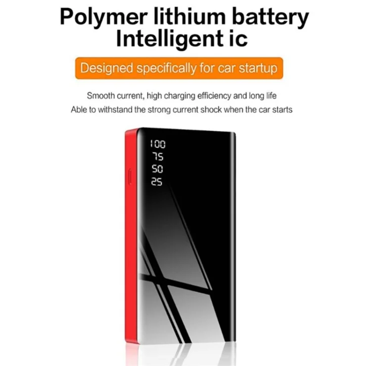 R21 20000mAh Car Emergency Starter Cell Phone Power Bank Portable External Battery Pack with LED Light - Red