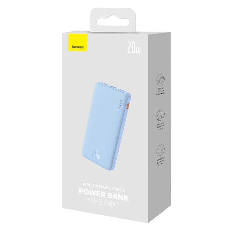 BASEUS PPAP10 Airpow Series Fast Charge Power Bank 10000mAh 20W Phone External Battery Charger - Blue