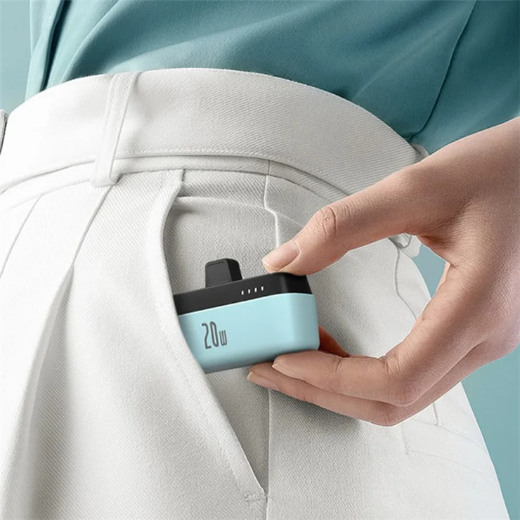 T160 iP Connector Portable Power Bank PD 20W Mini Pocket Fast Charger 5000mAh Emergency Phone Battery Pack - Mint Green