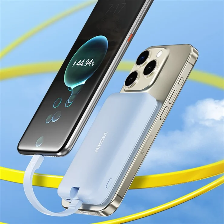 WEKOME WP-47 20W Magnetic Wireless Fast Charging Power Bank Phone Battery with Built-in Cable - Blue