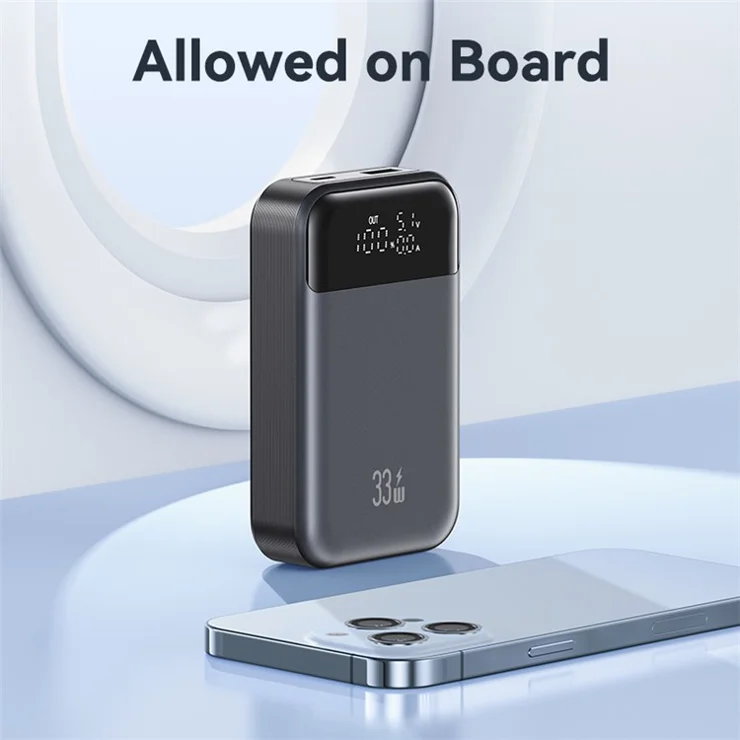 USAMS US-CD221 PB74 10000mAh 33W Power Bank Digital Display Phone External Battery