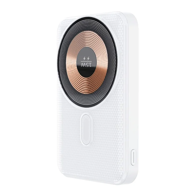 H19 10000mAh Power Bank 15W Magnetic Wireless Charging Charger with Kickstand - White
