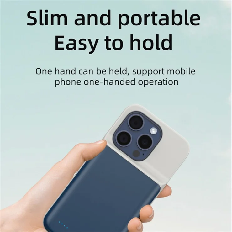 T43 Battery Case for iPhone 14 Pro Max 6800mAh Backup Power Bank Protective Charging Case - White