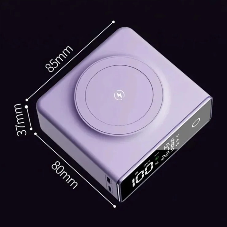 CYKE Q7 20000mAh Power Bank Digital Display 15W Phone Magnetic Wireless Charger - Purple