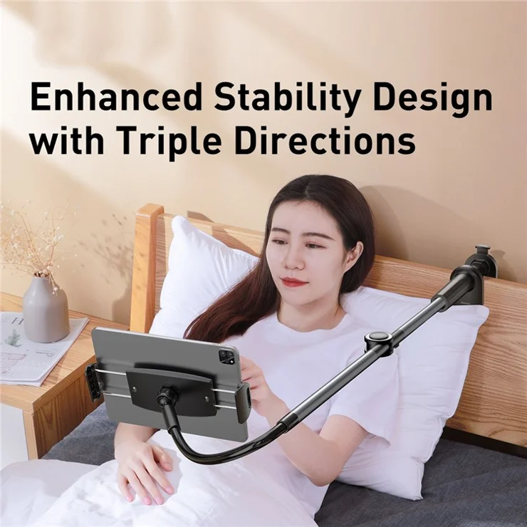 BASEUS Otaku Life Rotary Adjustment Lazy Holder Pro Series for iPhone iPad 360-Degree Rotating Cell Phone Stand with Clamp for Desktop - Dark Grey
