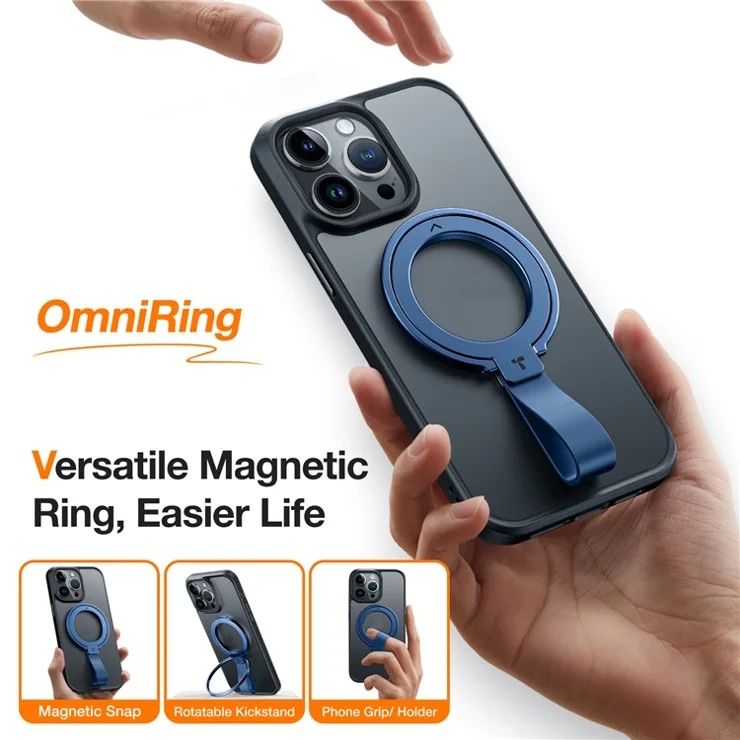 TORRAS Ostand Ring Compatible with MagSafe Phone Grip Holder Kickstand with Metal Ring - Blue