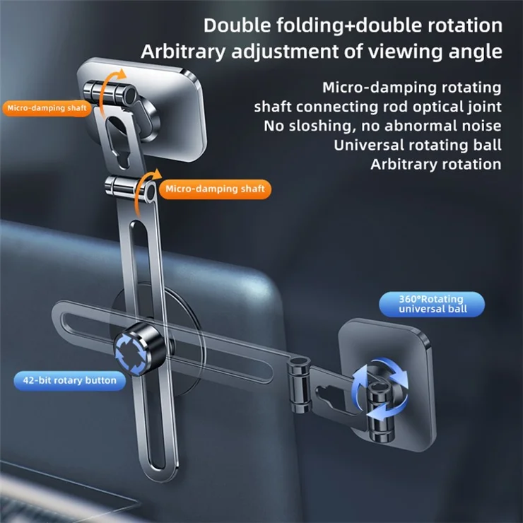 F52 Magnetic Car Phone Holder Stand Adhesive 360 Degrees Rotating Cellphone Bracket - Black