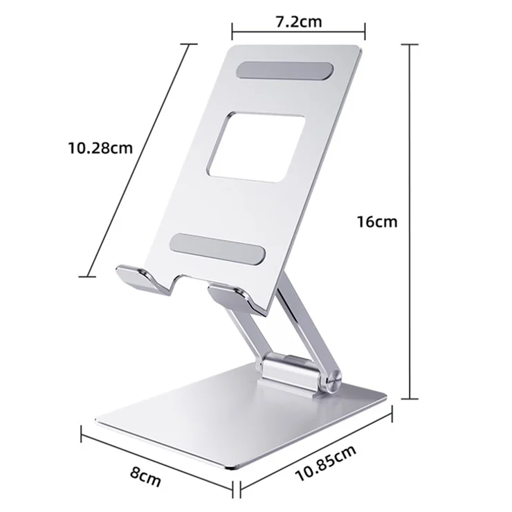 R-JUST SJ33 Foldable Cell Phone Stand Universal 9.7'' Aluminum Alloy Mobile Phone Holder Cradle Dock - Grey