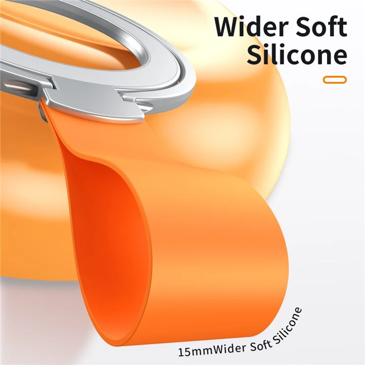 Magnetic Phone Grip Compatible with MagSafe Dual Ring Holder Phone Kickstand Foldable Stand with Strap - Silver+Silver